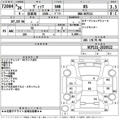 Toyota VITZ  с аукциона в Японии