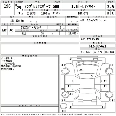 Subaru IMPREZA  с аукциона в Японии