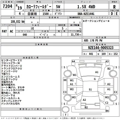 Toyota COROLLA FIELDER  с аукциона в Японии
