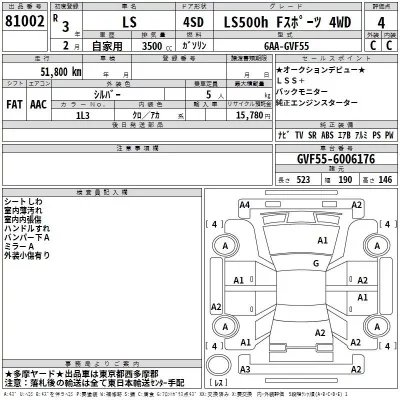 Lexus LS  с аукциона в Японии