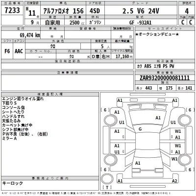 Alfa Romeo 156  с аукциона в Японии
