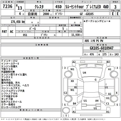 Toyota CRESTA  с аукциона в Японии