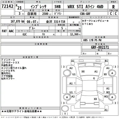 Subaru IMPREZA  с аукциона в Японии