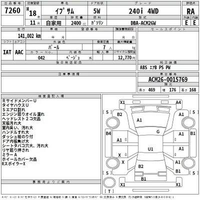 Toyota IPSUM  с аукциона в Японии