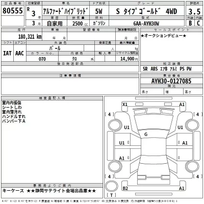 Toyota ALPHARD  с аукциона в Японии