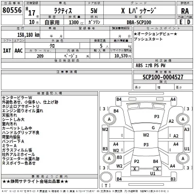 Toyota RACTIS  с аукциона в Японии