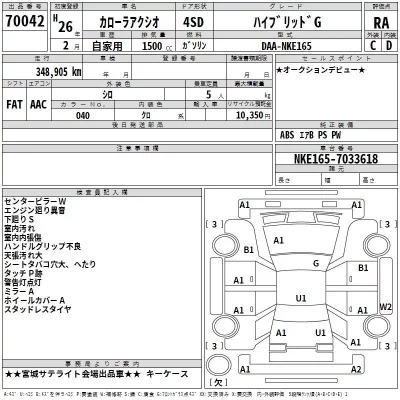 Toyota COROLLA AXIO  с аукциона в Японии