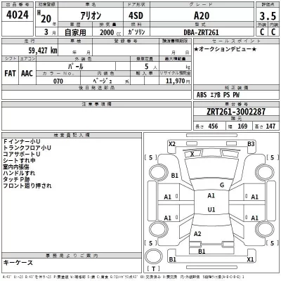 Toyota ALLION  с аукциона в Японии