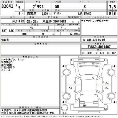 Toyota PRIUS  с аукциона в Японии