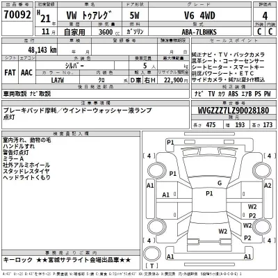 Volkswagen Touareg  с аукциона в Японии
