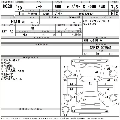 Nissan NOTE  с аукциона в Японии