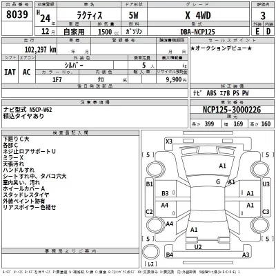 Toyota RACTIS  с аукциона в Японии