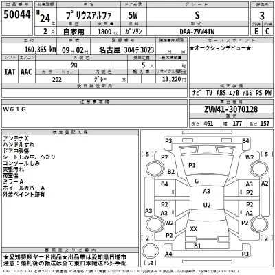 Toyota PRIUS ALPHA  с аукциона в Японии