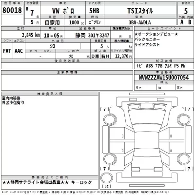 Volkswagen POLO  с аукциона в Японии
