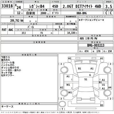 Subaru LEGACY B4  с аукциона в Японии