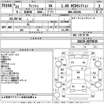 Toyota WISH  с аукциона в Японии