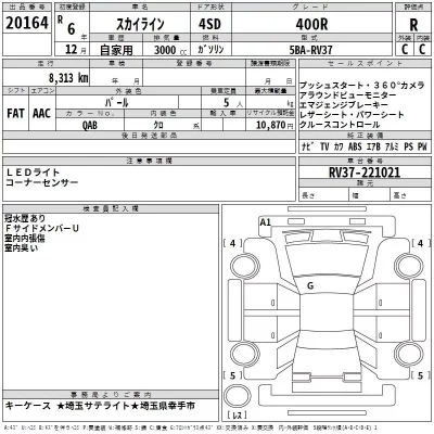 Nissan SKYLINE  с аукциона в Японии