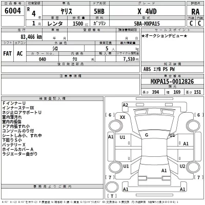 Toyota YARIS  с аукциона в Японии