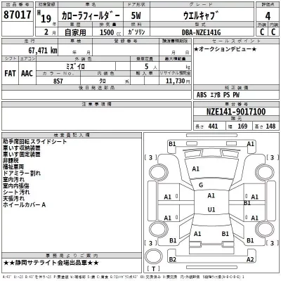 Toyota COROLLA FIELDER  с аукциона в Японии
