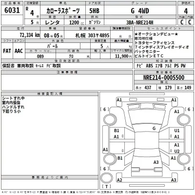 Toyota COROLLA SPORT  с аукциона в Японии