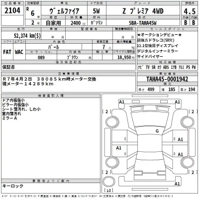 Toyota VELLFIRE  с аукциона в Японии