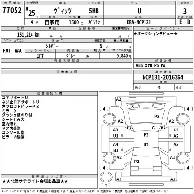 Toyota VITZ  с аукциона в Японии