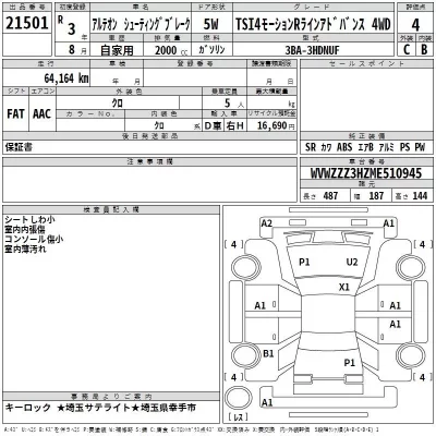 Volkswagen ARTEON  с аукциона в Японии