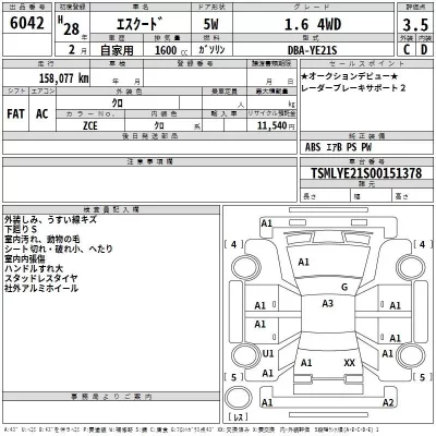 Suzuki ESCUDO  с аукциона в Японии
