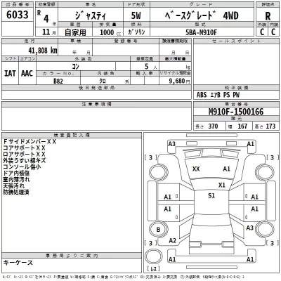 Subaru JUSTY  с аукциона в Японии