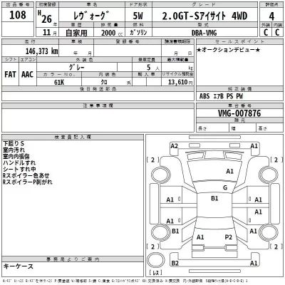 Subaru LEVORG  с аукциона в Японии
