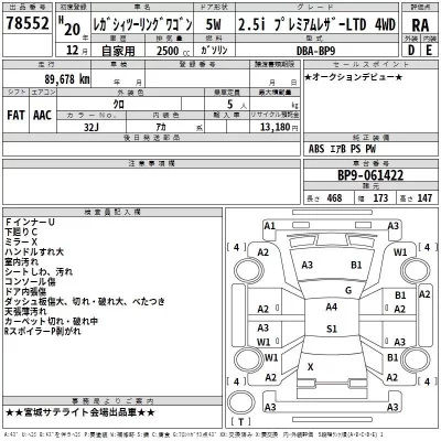 Subaru LEGACY  с аукциона в Японии