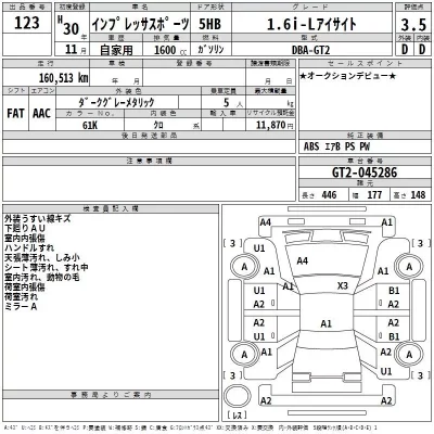 Subaru IMPREZA  с аукциона в Японии