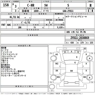 Toyota C-HR  с аукциона в Японии