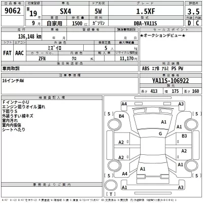 Suzuki SX-4  с аукциона в Японии