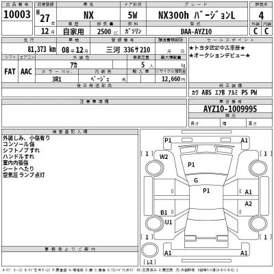 Lexus NX  с аукциона в Японии