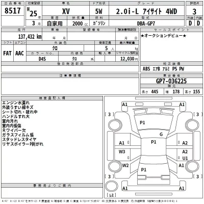 Subaru XV  с аукциона в Японии