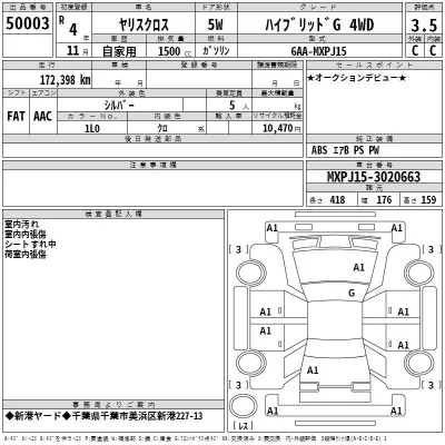 Toyota YARIS CROSS  с аукциона в Японии
