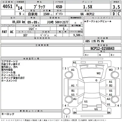 Toyota PLATZ  с аукциона в Японии