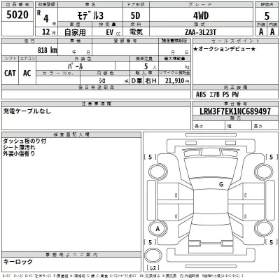 Tesla MODEL3  с аукциона в Японии