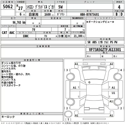 Citroen GRAND C4  с аукциона в Японии