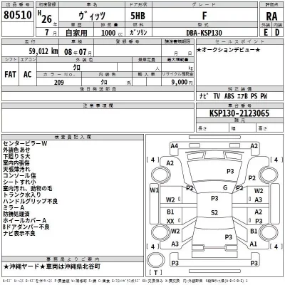 Toyota VITZ  с аукциона в Японии