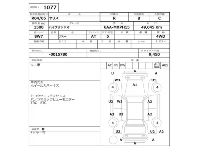 Toyota YARIS  с аукциона в Японии