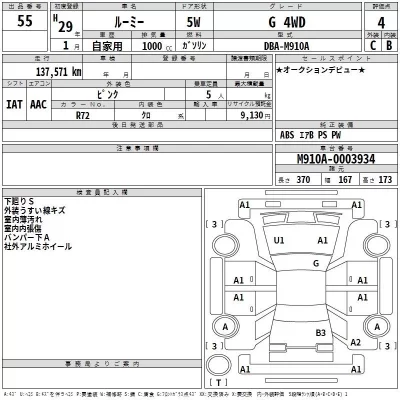 Toyota ROOMY  с аукциона в Японии