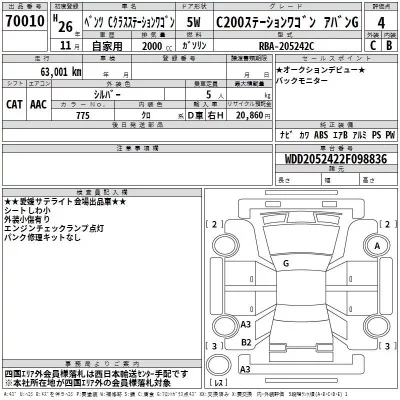 Mercedes-Benz C CLASS WAGON  с аукциона в Японии