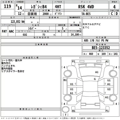 Subaru LEGACY B4  с аукциона в Японии