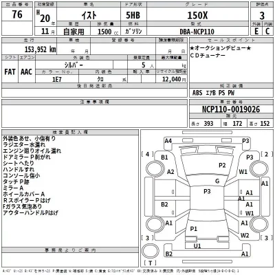 Toyota IST  с аукциона в Японии