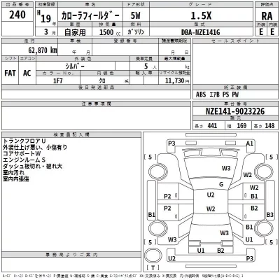 Toyota COROLLA FIELDER  с аукциона в Японии