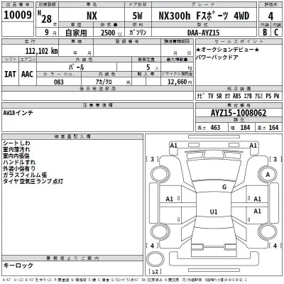 Lexus NX  с аукциона в Японии