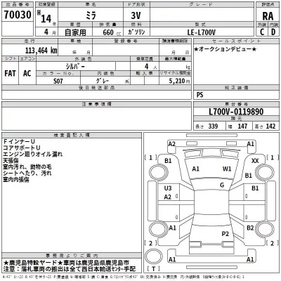 Daihatsu MIRA  с аукциона в Японии