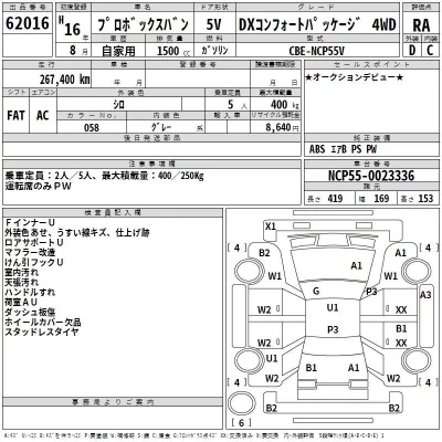 Toyota PROBOX  с аукциона в Японии